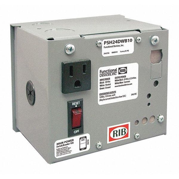 Functional Devices-Rib Enclosed Power Supply, 120V AC, 24V DC, 2.5A PSH24DWB10