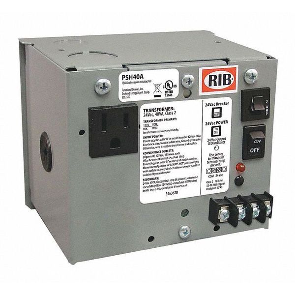 Functional Devices-Rib Enclosed Power Supply, 120V AC, 24V AC, 40VA PSH40A
