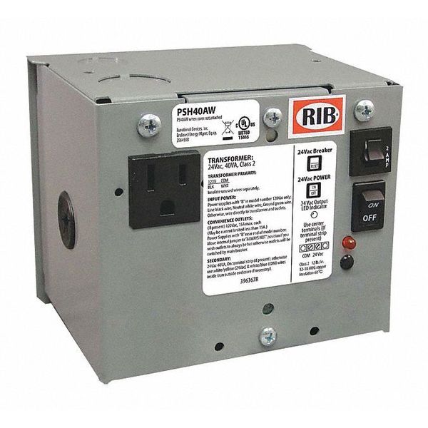 Functional Devices-Rib Enclosed Power Supply, 120V AC, 24V AC, 40VA PSH40AW