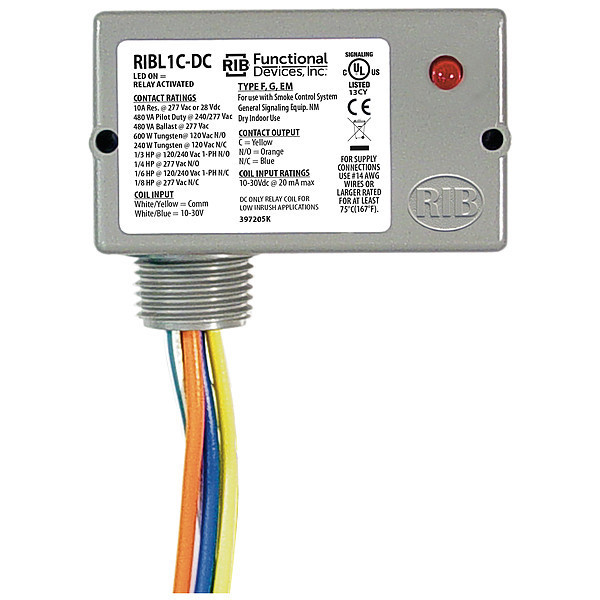 Functional Devices-Rib Enclosed Relay, 10A, SPDT RIBL1C-DC