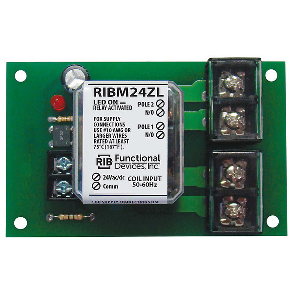 Functional Devices-Rib Track Mount Relay, 30A, DPST-N/O RIBM24ZL