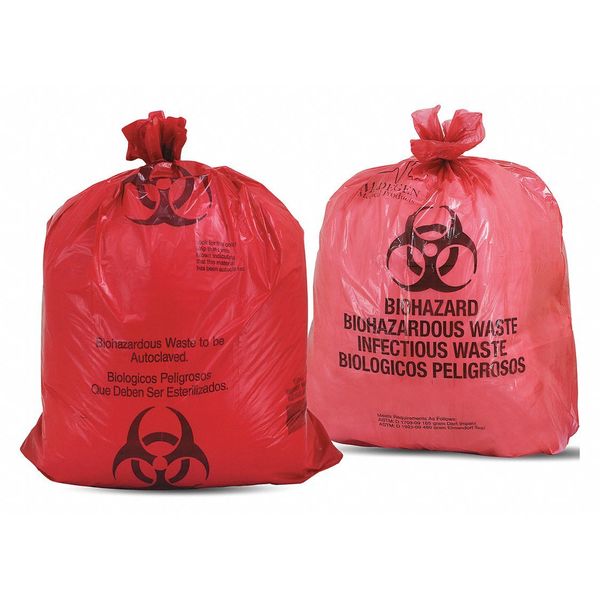 Medegen Medical Products Biohazard Bag, 25x34", 1.2mL, Red, PK250 108MP