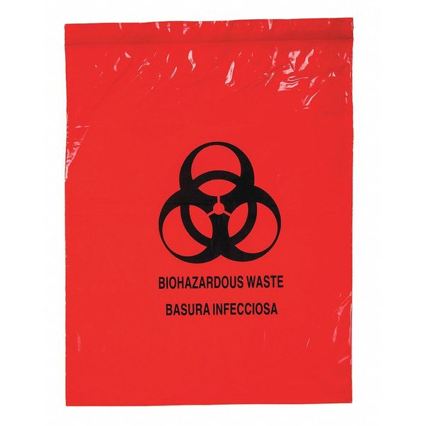 Medegen Medical Products Specimen Transport Bag, 12x15", Red, PK500 4921