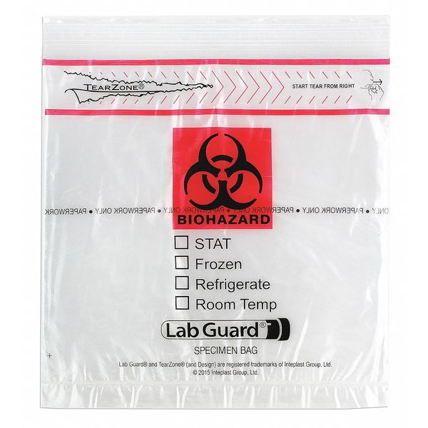 Medegen Medical Products Specimen Transport Bag, 8x8", Clear, PK1000 49-95