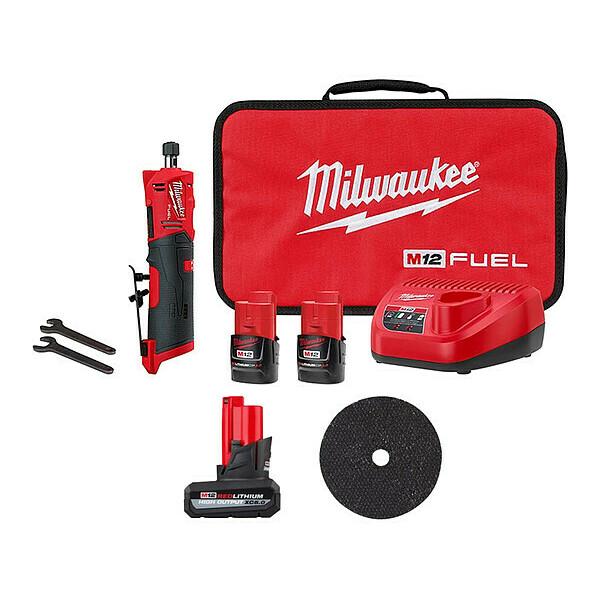 Milwaukee Tool Grinder Kit, Battery and Wheel 2486-22, 48-11-2450, 49-94-2000