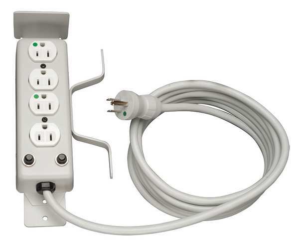 Tripp Lite Outlet Strip, 15A, 4 Outlet, 10 ft., White PS410HGOEMX