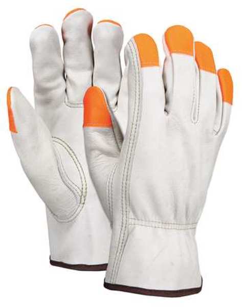 Mcr Safety Glove, Driver, Cow Grain, Cream, XL, PR 3213XLCHVSP