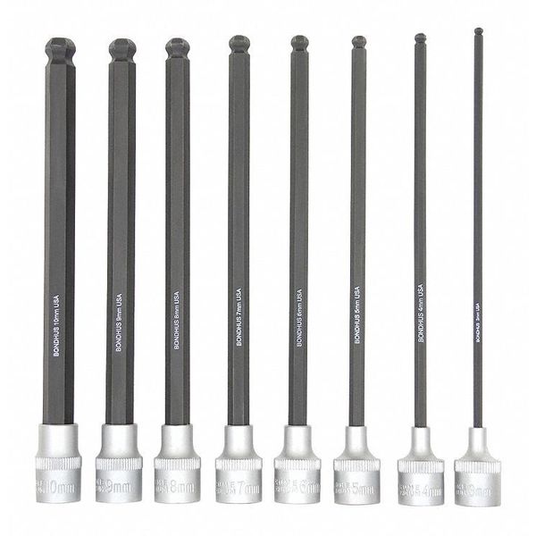 Bondhus Ball End Socket Bits, Metric, 8 pcs 43887