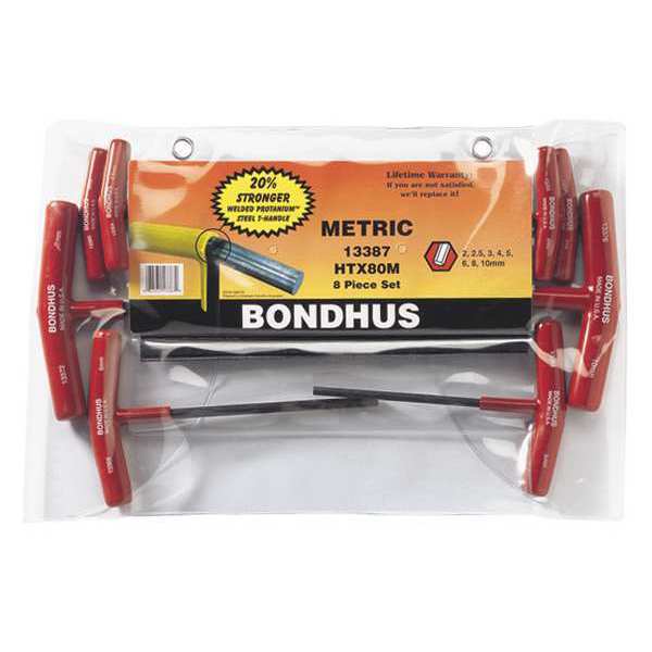 Bondhus 8 Piece Metric T-Shape Hex Key Set, 13387 13387