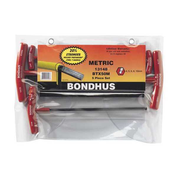 Bondhus 5 Piece Metric T-Shape Hex Key Set, 13148 13148