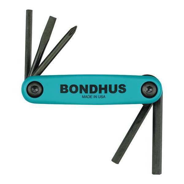 Bondhus 5 Piece Metric/SAE Fold-Up Phillips/Slotted/Hex Key Set, 12540 12540