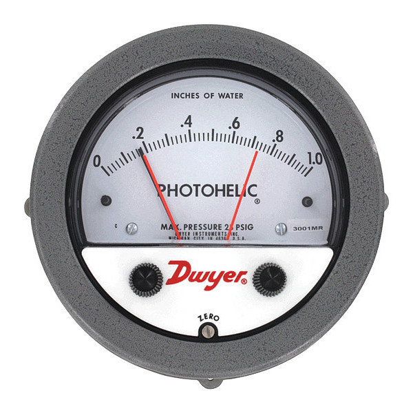 Dwyer Instruments Pressure Switch/Gage Range 0-5 Wc 3005MR