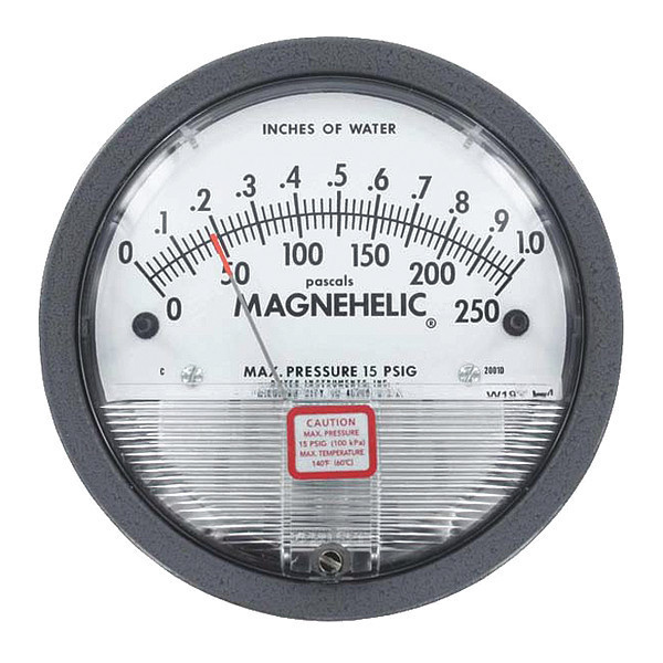 Dwyer Instruments Differential Pressure Gage Range 0-10 In 2001D