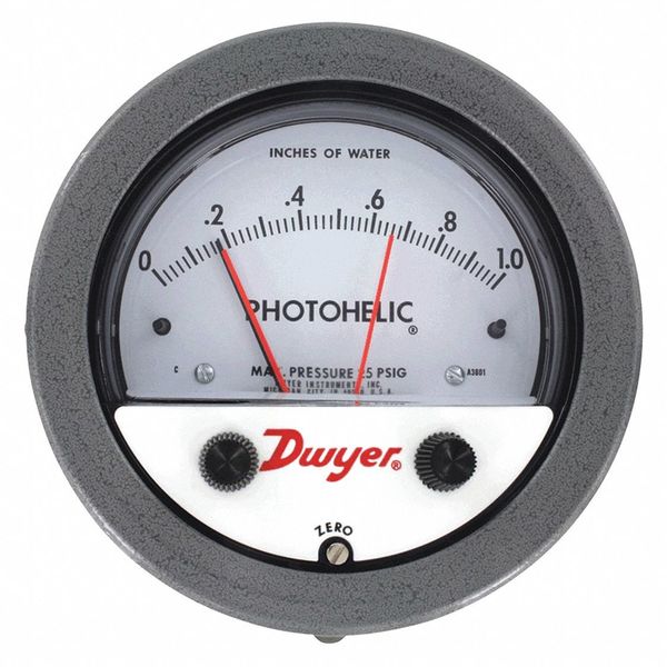 Dwyer Instruments A3008 Pressure Switch/Gage, 0-80 Inch Wc A3008