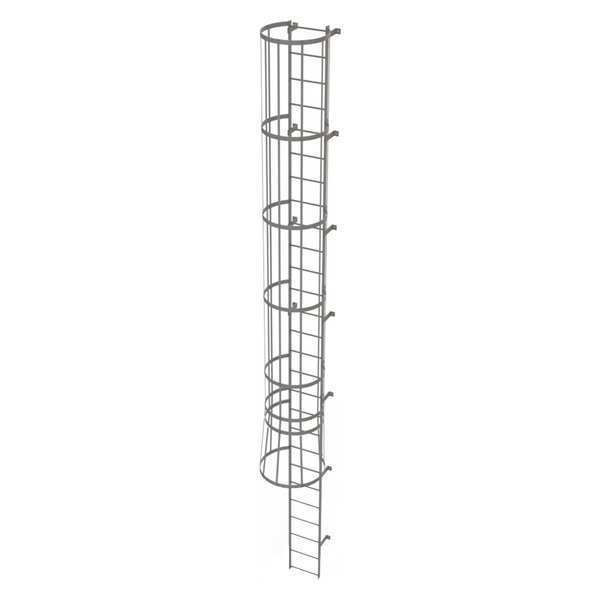 Tri-Arc 26 ft Fixed Ladder with Safety Cage, Steel, 27 Steps, Top Exit, Gray Powder Coated Finish WLFC1127