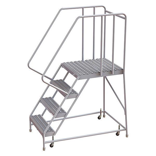 Tri-Arc 72 in H Aluminum Rolling Ladder, 4 Steps, 350 lb Load Capacity WLAR104165-D5