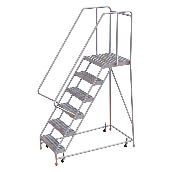 Tri-Arc 92 in H Aluminum Rolling Ladder, 6 Steps, 350 lb Load Capacity WLAR106164-D4