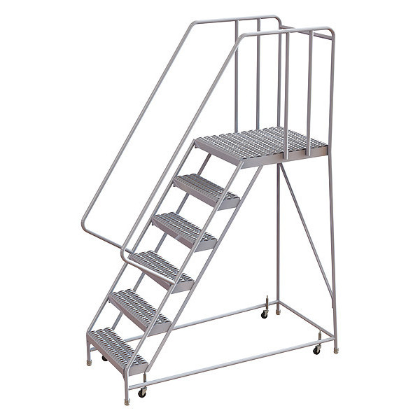 Tri-Arc 92 in H Aluminum Rolling Ladder, 6 Steps, 350 lb Load Capacity WLAR106165-D5