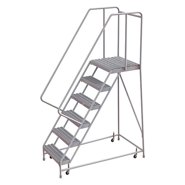 Tri-Arc 92 in H Aluminum Rolling Ladder, 6 Steps, 350 lb Load Capacity WLAR106245-D4