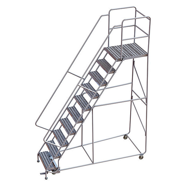 Tri-Arc 132 in H Aluminum Rolling Ladder, 10 Steps, 350 lb Load Capacity WLAR110244