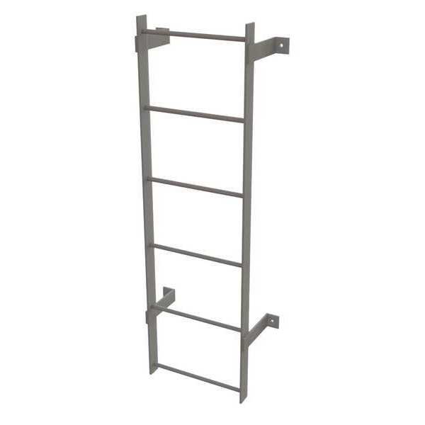 Tri-Arc 5 ft Fixed Ladder, Steel, 6 Steps, Top Exit, Gray Powder Coated Finish, 500 lb Load Capacity WLFS0106