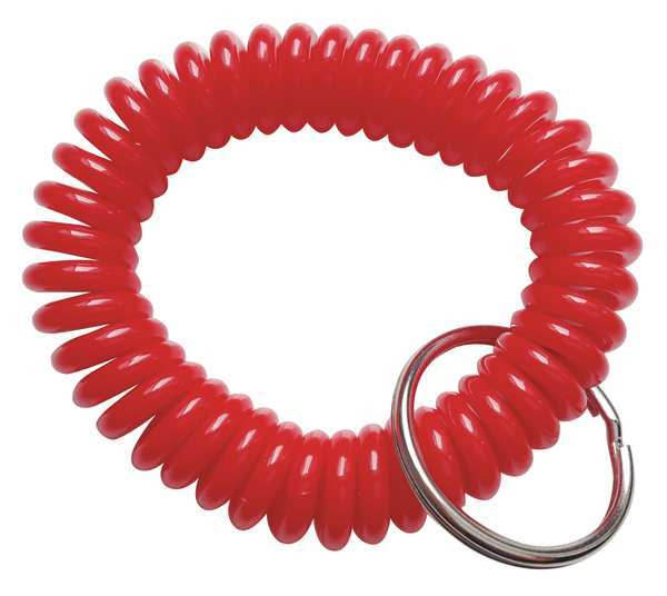 Zoro Select Wrist Coil Key Ring, Red, 10 PK 25PA23