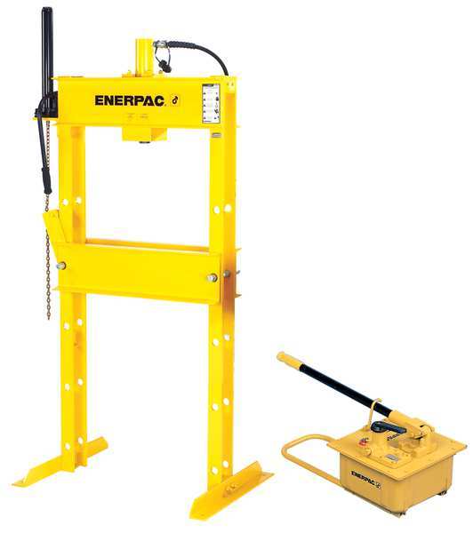 Enerpac IPH10030, 100 Ton, H-Frame Hydraulic Press with RC10010 Single-Acting Cylinder and P462 Hand Pump IPH10030