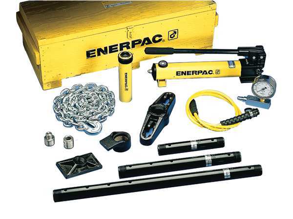 Enerpac MSFP5, 2.5 Ton, Hydraulic Cylinder and Hand Pump Set with 24 Cylinder Attachments MSFP5