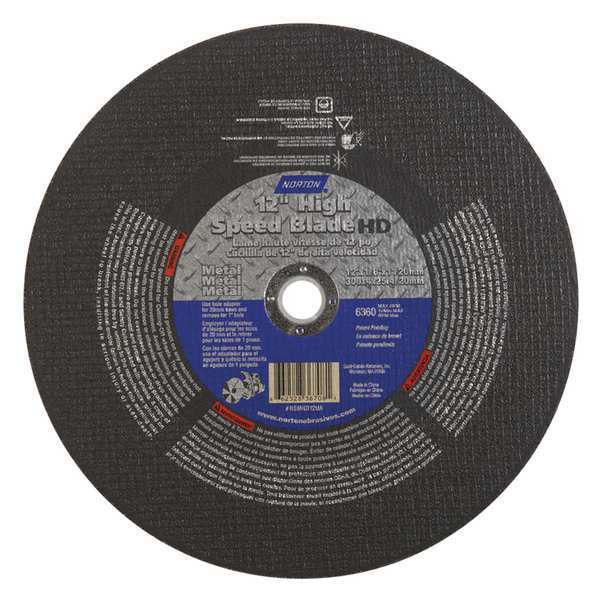 Norton Abrasives CutOff Whl, Gemini Metal HD, 12"x1/8"x20mm 66252836708