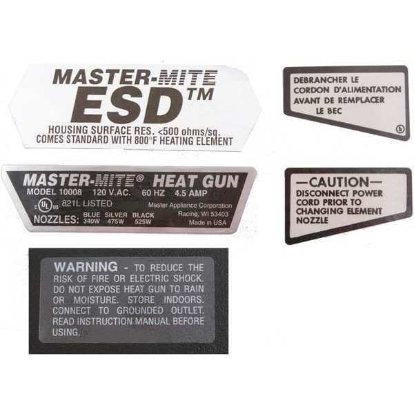 Master Appliance Label for Housing 35273