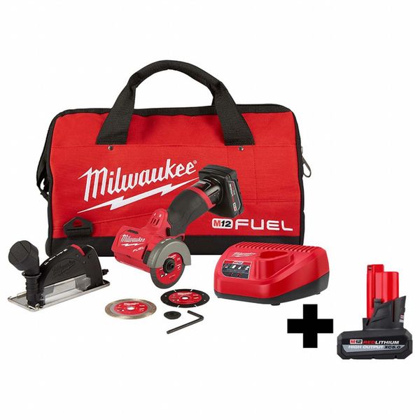 Milwaukee Tool M12 FUEL 3" Cut Off Kit, 5.0 Battery 2522-21XC, 48-11-2450