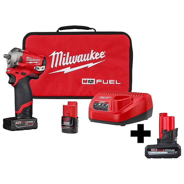 Milwaukee Tool M12 FUEL 3/8" SIW Kit, M12 HOXC5.0 Batt 2554-22, 48-11-2450