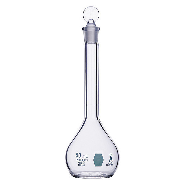 Kimble Chase Volumetric Flask, 50mL, Glass, Clear, PK6 28014E-50