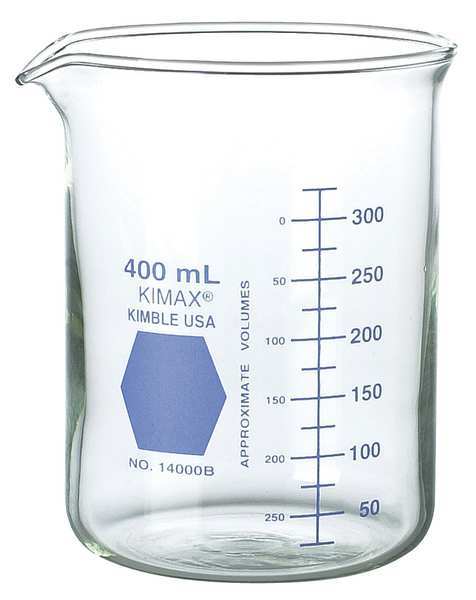 Kimble Chase Griffin Beaker, 400mL, Glass, Clear, PK12 14000B-400