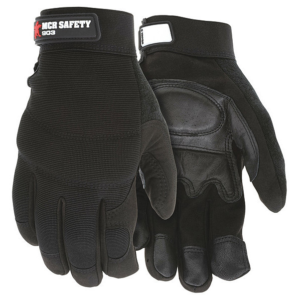 Mcr Safety Fasguard Synthetic Leather Palm Black, L 903L
