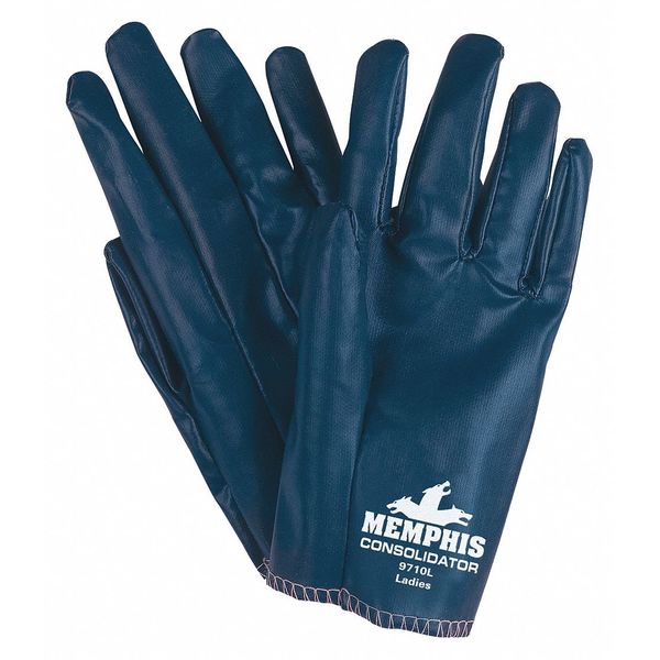 Mcr Safety Nitrile Coated Gloves, Full Coverage, Blue, S, 12PK 9710S