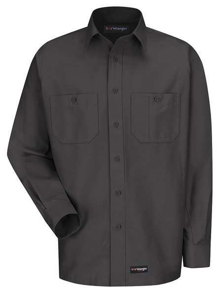 Dickies Long Sleeve Shirt, Charcoal, Poly/Cotton WS10CH RG S