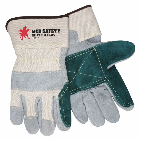 Mcr Safety Leather Double Palm Sewn W Kevlar, M, PK12 16012M