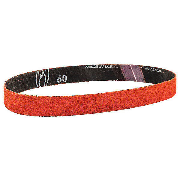 Norton Abrasives Sanding Belt, Coated, 1/2 in W, 24 in L, 120 Grit, Medium, Ceramic, Blaze R980P, Orange 66261042565