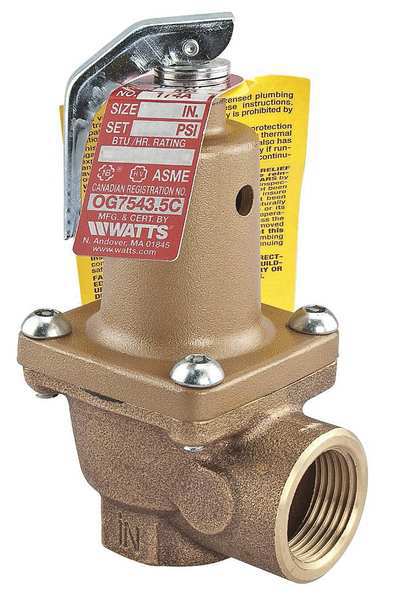 Watts Safety Relief Valve, 3/4In, 150 psi, Bronze 3/4 174A-150 Zoro