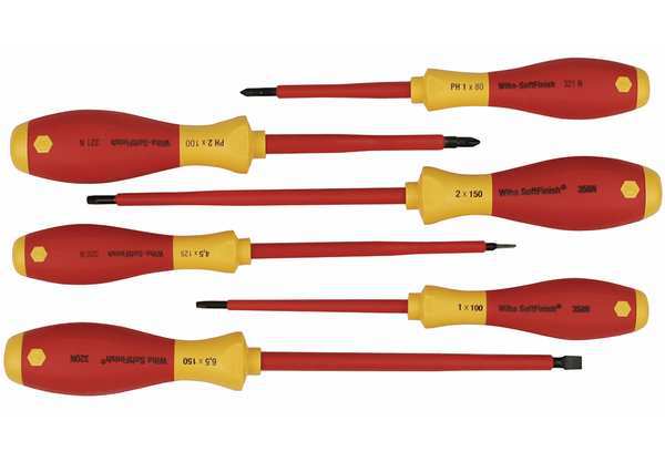Wiha Insulated Screwdriver Set, Slotted/Phillips, Square, 6 pcs 35890