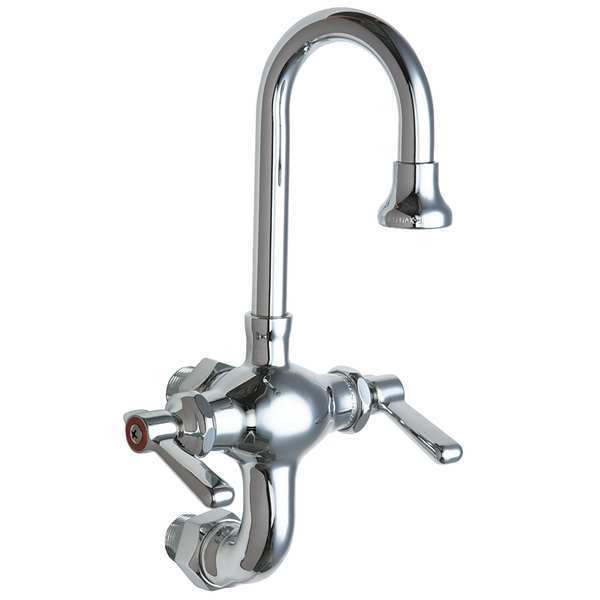 Chicago Faucet Manual, 3" Mount, Commercial 2 Hole Gooseneck Service Sink Faucet 225-ABCP