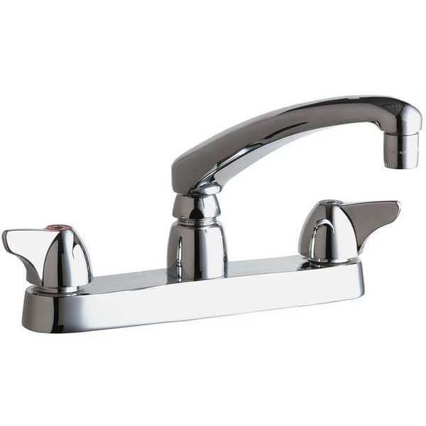 Chicago Faucet Manual, 8" Mount, Commercial 2 Hole Low Arc Kitchen Faucet 1100-XKABCP