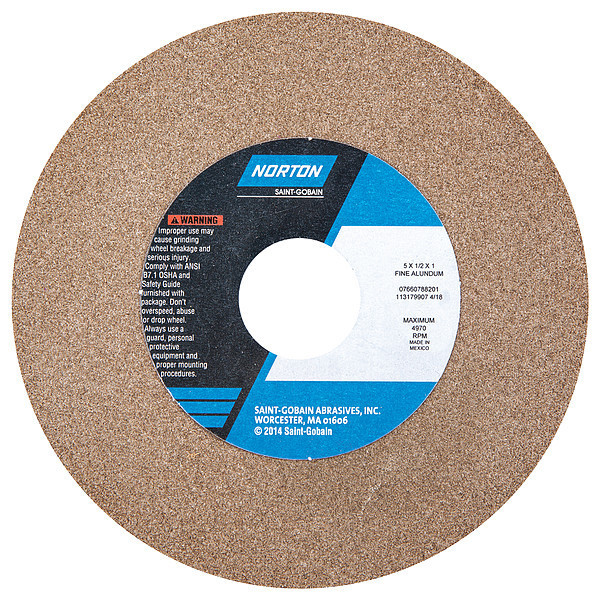 Norton Abrasives Grinding Wheel, 5in.Dia, AO, 100/120G, Brown 07660788201