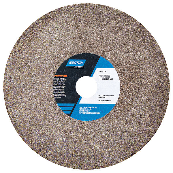 Norton Abrasives Grinding Wheel, 8 in. Dia, AO, 60/80G, Brown 07660788277