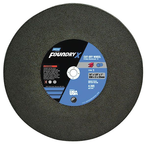 Norton Abrasives Cut-Off Wheel, 14 in. Dia, AO, 24 G, Black 66253179191