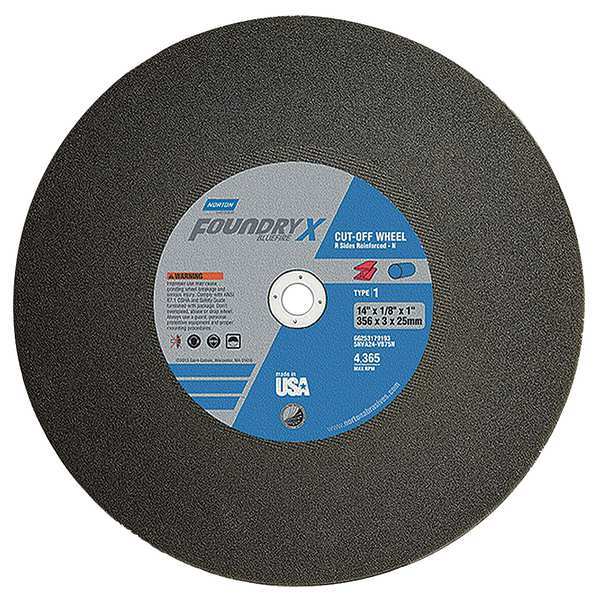 Norton Abrasives Cut-Off Wheel, 20 in. Dia, ZA/AO, 24G, Black 66253179366