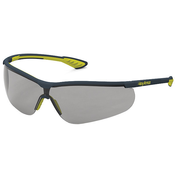 Hexarmor Safety Glasses, Wraparound Gray Polycarbonate Lens, Anti-Fog, Scratch-Resistant 11-15003-04