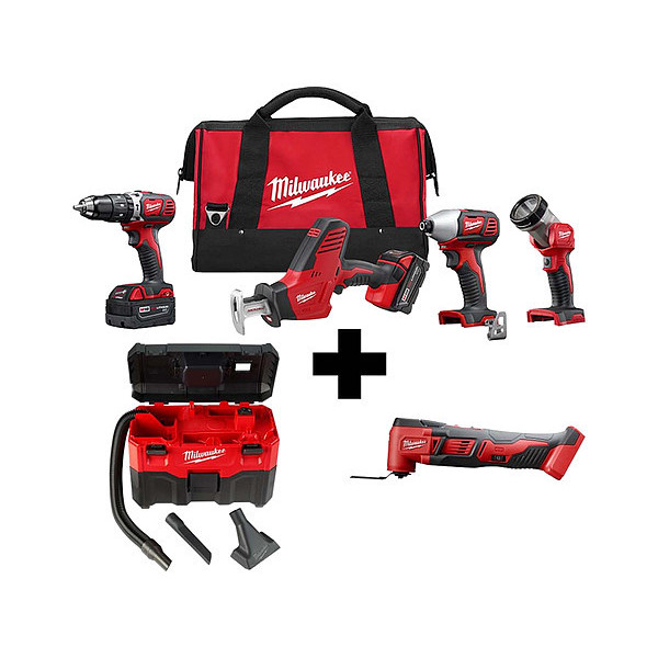 Milwaukee Tool M18 4PC Tool Kit, M18 Vac, M18 MultiTool 2695-24, 0880-20, 2626-20