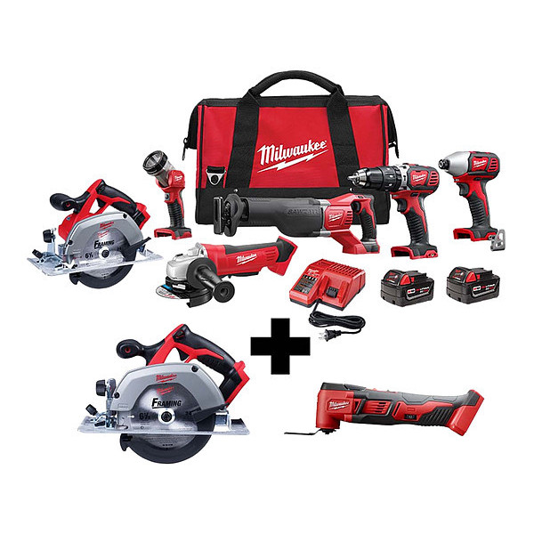 Milwaukee Tool M18 6Tool Kit, 6" Circ, M18 MultiTool 2696-26, 2630-20, 2626-20